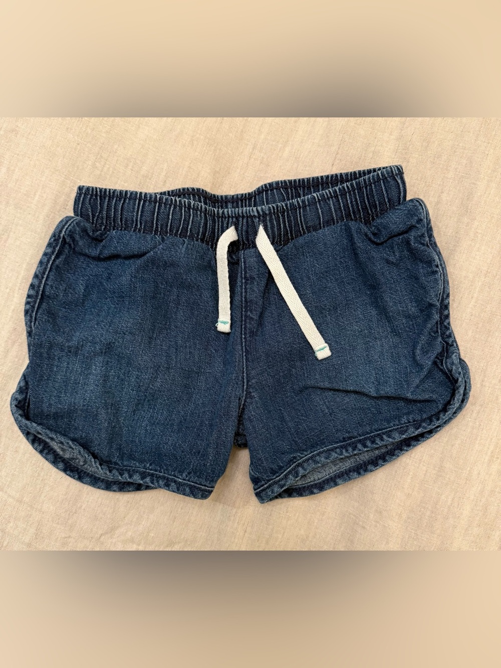 Cat & Jack Dark Blue Denim-Look Girls' Shorts with White Drawstring